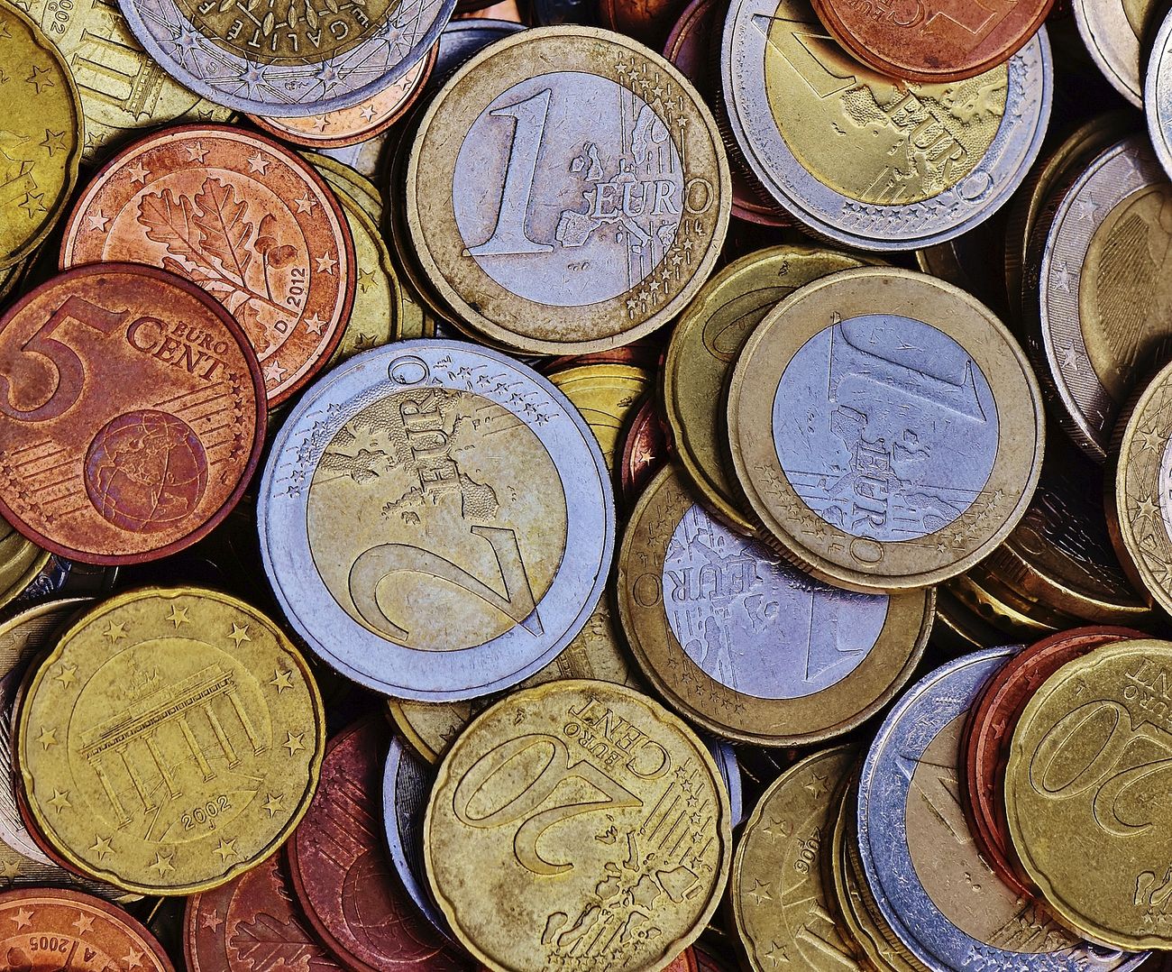 Euro coins, money & banking